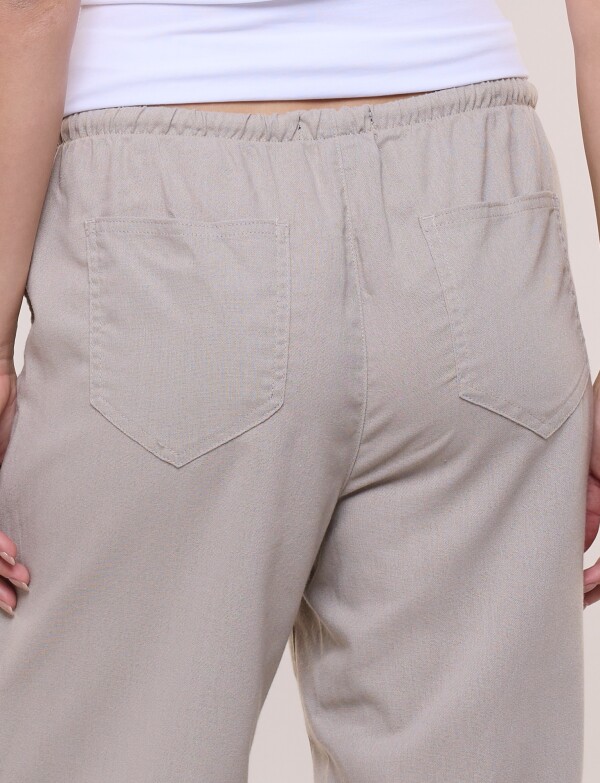 Pantalon Lino Wide Leg BEIGE