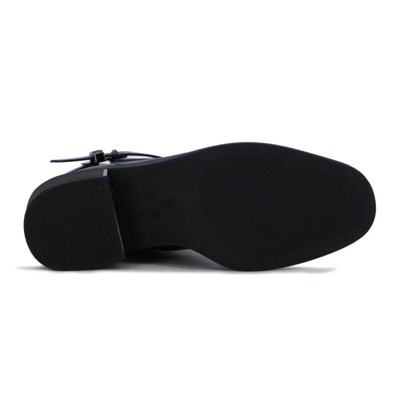 Ramarim Bota Cuero Caña Baja C/ Tira Y Aplique Negro