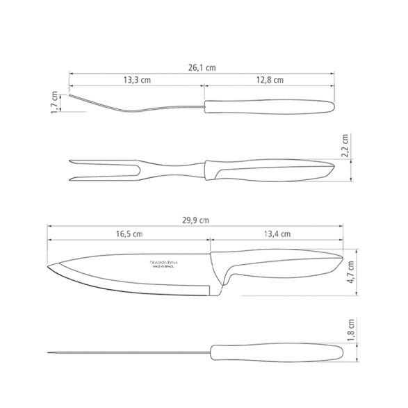 Juego de cuchillo y trinchante "PLENUS-CHURRASCO" -TRAMONTINA TN9738