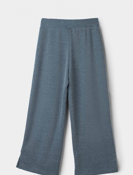 PANTALONES DE PUNTO DE PIERNA ANCHA AZUL