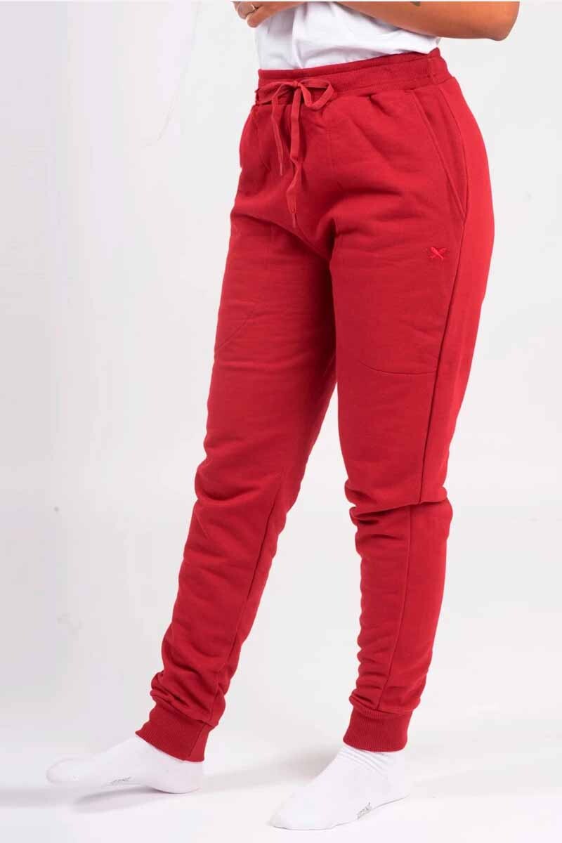 PANTALON HERING UNISEX C/PUÑO C/FELPA E509 Rojo