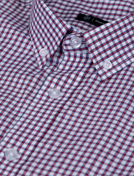 Camisa m/c cuadros blanco/rojo
