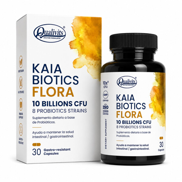 Kaia Biotics Flora | Probióticos 10 Billones UFC | 30 Cápsulas - Qualivits Kaia Biotics Flora | Probióticos 10 Billones UFC | 30 Cápsulas - Qualivits