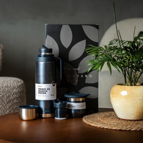 Kit Matero Terrano Box con Termo 1LT y Mate AZUL-METALICO