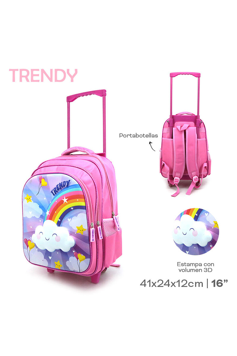 Mochila carro 3D arcoíris Rosado