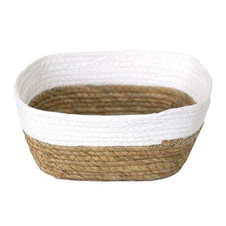 Cesto Canasto Fibra Natural Paramount Decoración 21x17x9Cm Blanco