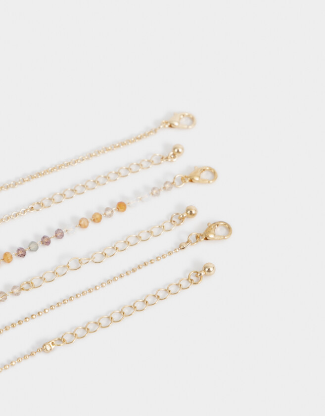 Pulseras Flexibles Sets Con mostacillas Set De Pulseras Flexibles Con Dije - Dorado