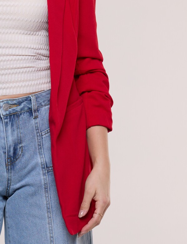 Blazer Crepe Manga Fruncida ROJO