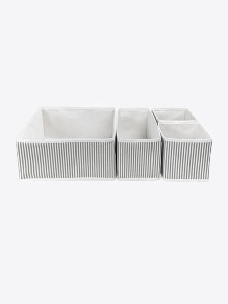 CAJA ORGANIZADORA RAYAS SET 4PCS GRIS