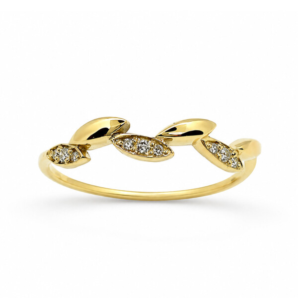 Anillo Olivo de Oro Amarillo 18k con Brillantes Anillo Olivo de Oro Amarillo 18k con Brillantes
