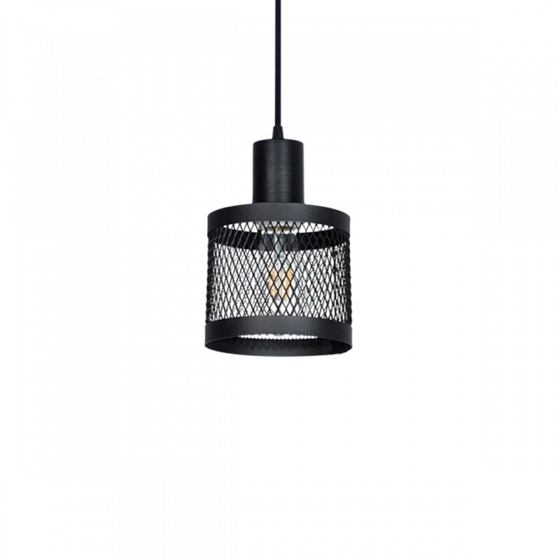 COLGANTE PILAR 1 LUZ CON MALLA NEGRA E27 COLGANTE PILAR 1 LUZ CON MALLA NEGRA E27