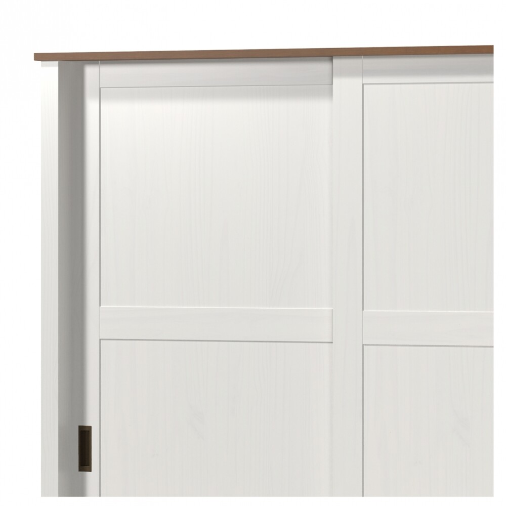 Ropero 3 puertas corredizas 3 cajones - Madera maciza Blanco