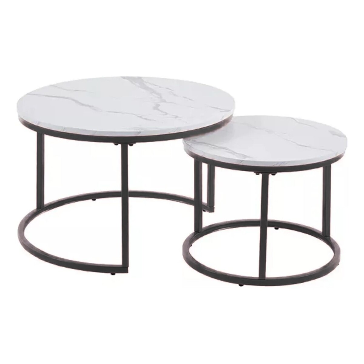 Set 2 mesas auxiliares ratonas tipo nido Doncaster - Negro/blanco 