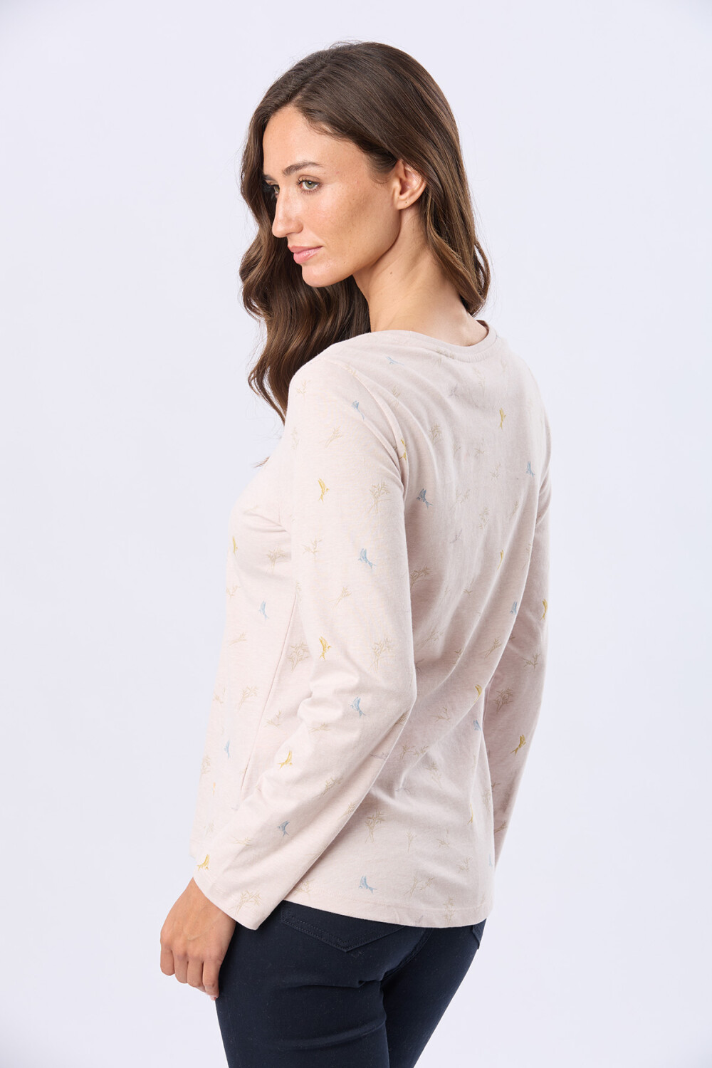 REMERA ESTAMPADA DE ALGODÓN Beige