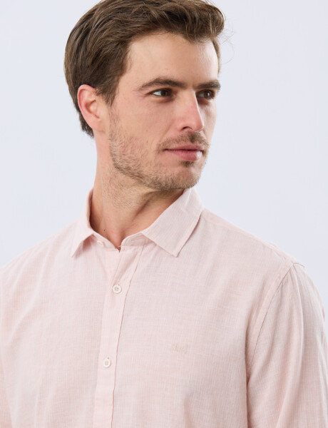 CAMISA DE LINO RAYADA Rosa