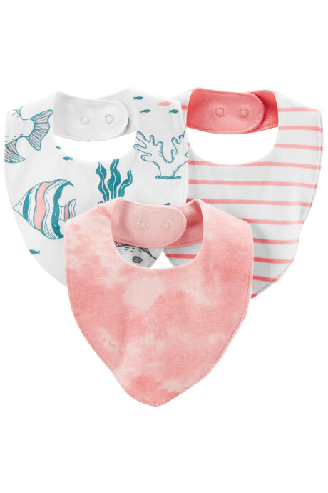Pack tres baberos de algodón tipo bandana diferentes diseños 0