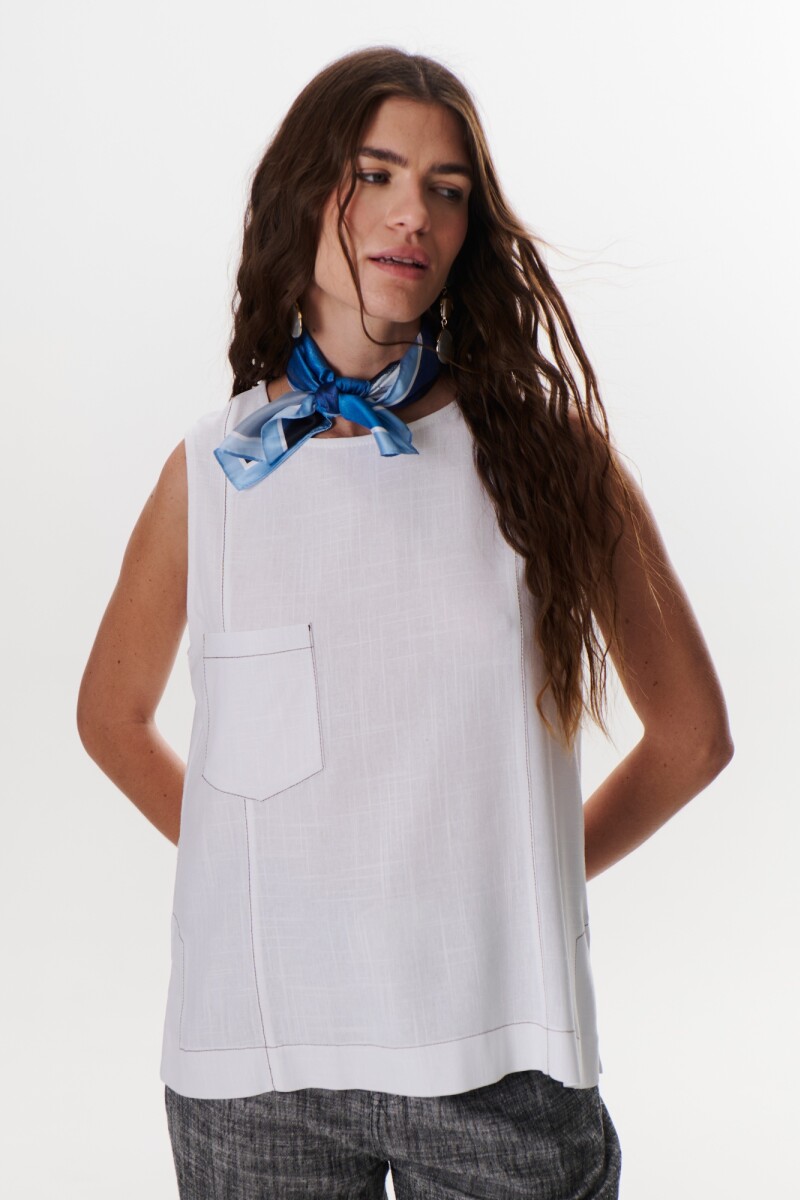TOP LINO POCKET BLANCO