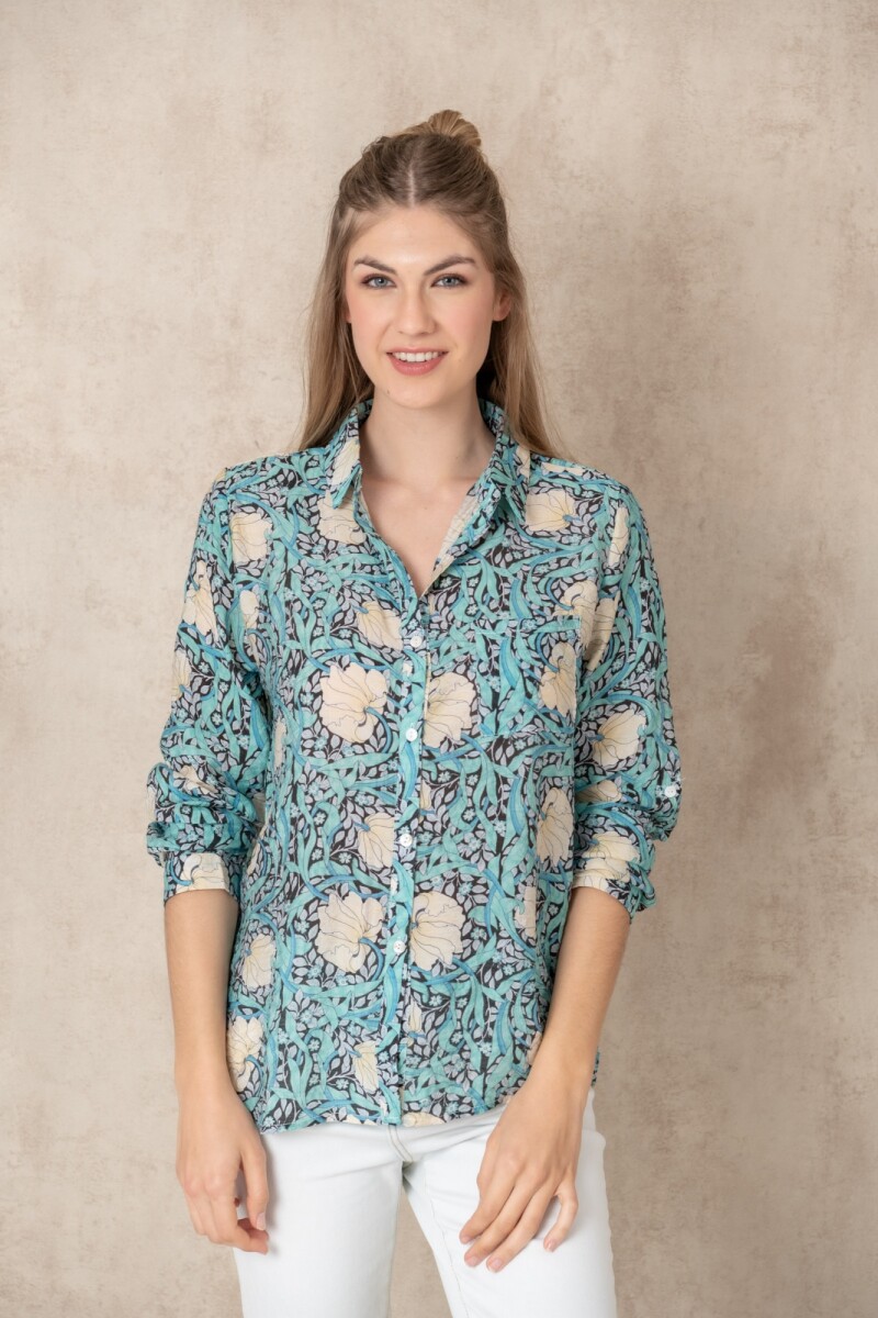 Camisa estampada Tulip - Aqua 