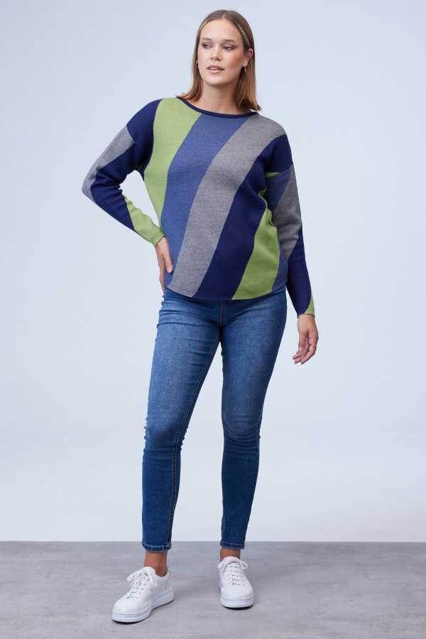 Buzo Dolman Colorblock MULTI/VERDE