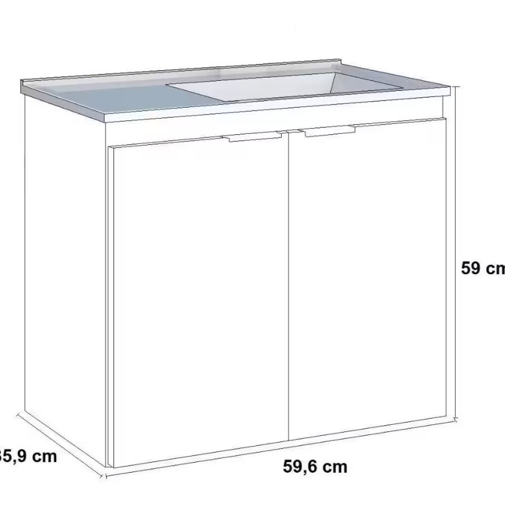 Mueble de baño suspendido Aster gris 60cm con bacha de resina Mueble De Baño Suspendido Aster Gris 60cm Con Bacha De Resina