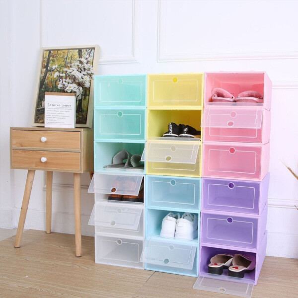 Caja Organizadora Zapatos Zapatera X6 Unidades Caja Apilable Variante Color Rosado