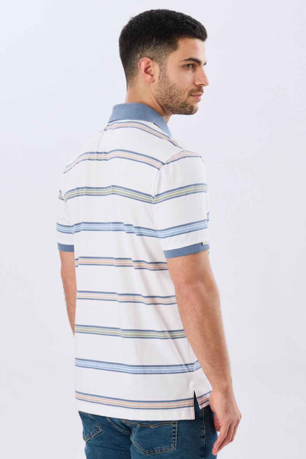 REMERA POLO RAYADA JERSEY Blanco