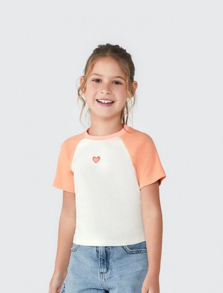 BLUSA INFANTIL EN TELA ACANALADA NARANJA