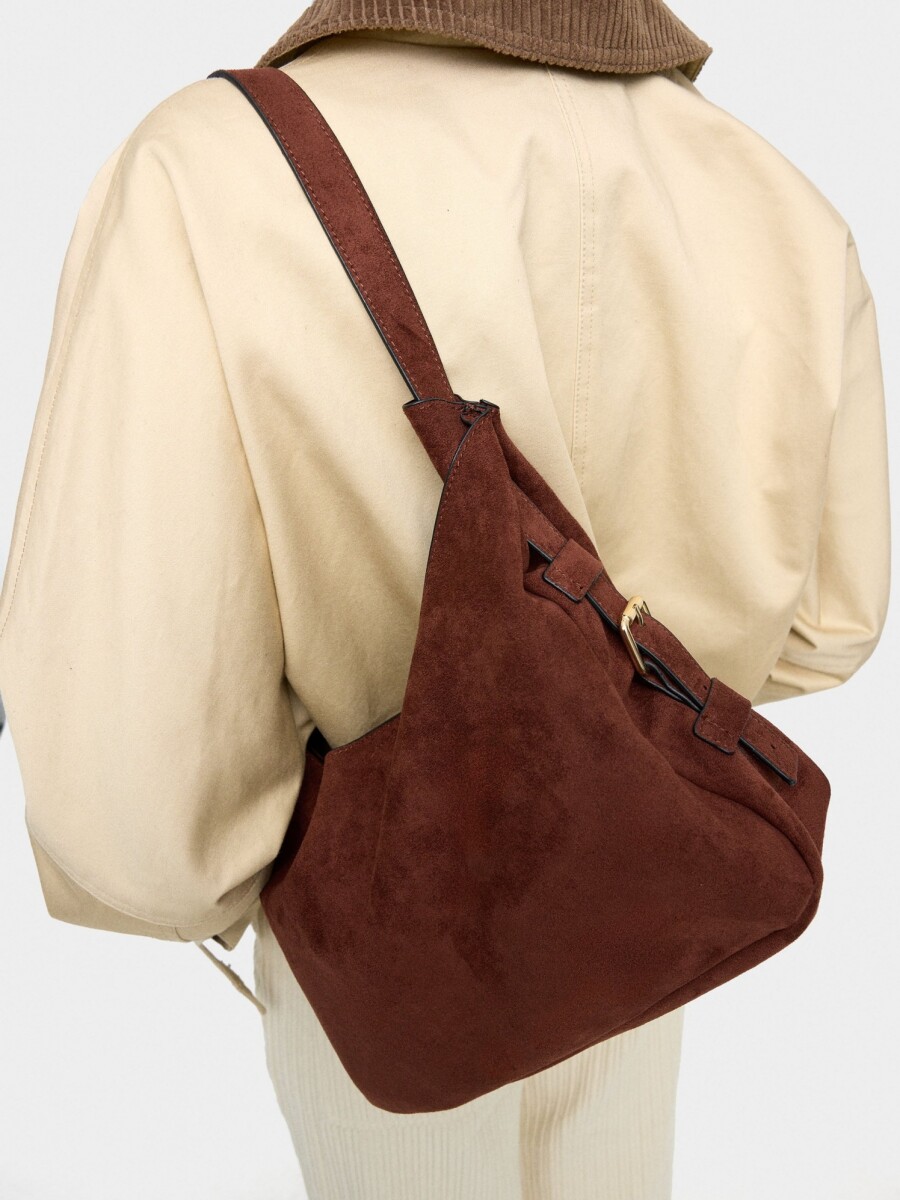 Bolso De Hombro Con Hebillas Laterales canela