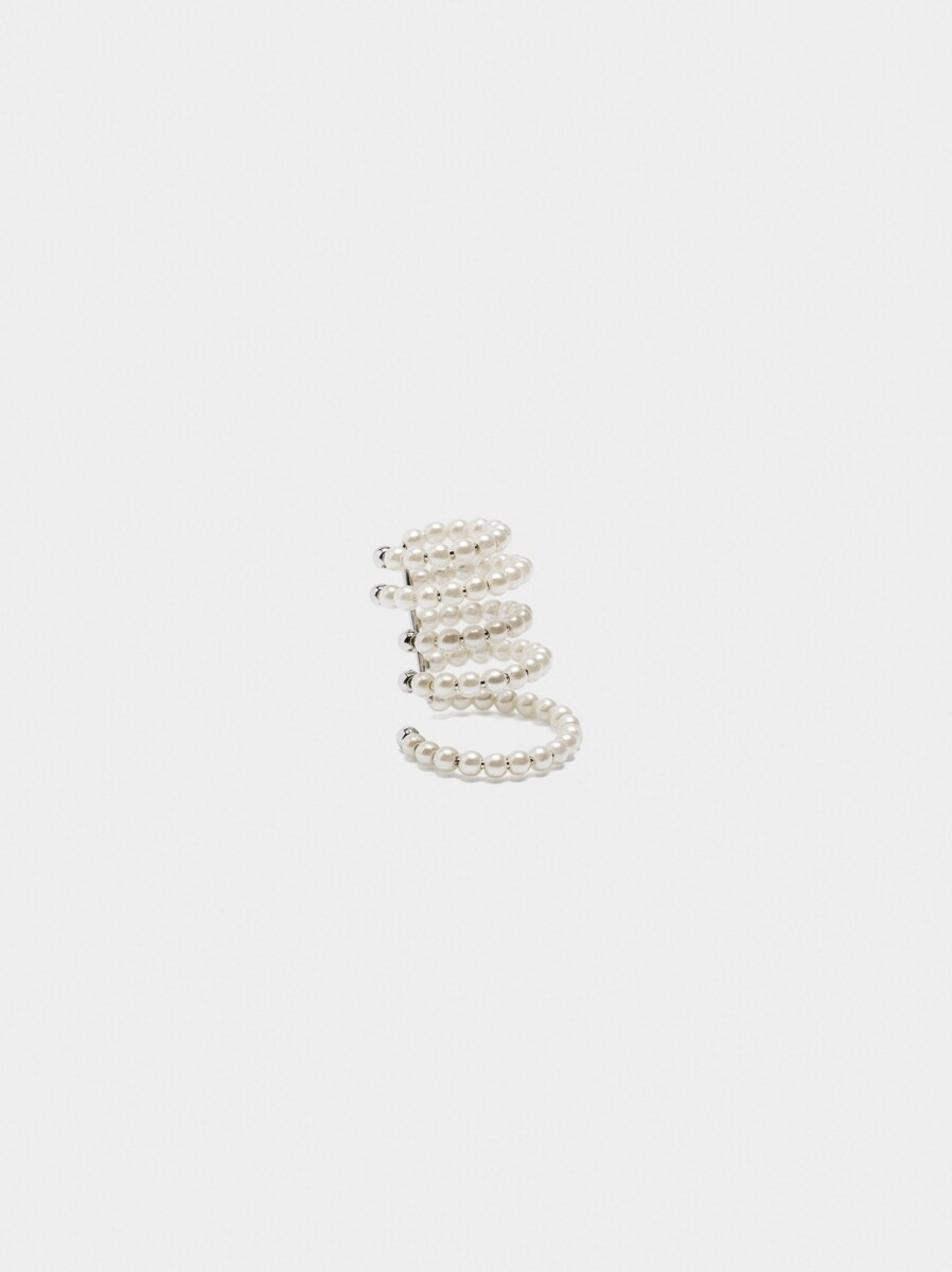 Earcuff Con Aros De Perlas - blanco 