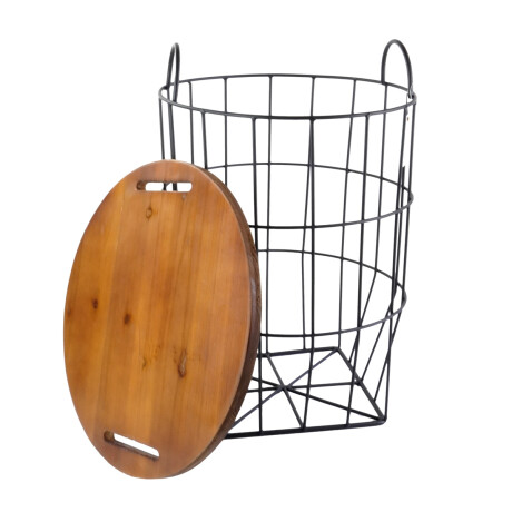 MESA 2EN1 CANASTO METAL Y MADERA CON ASAS MESA 2EN1 CANASTO METAL Y MADERA CON ASAS
