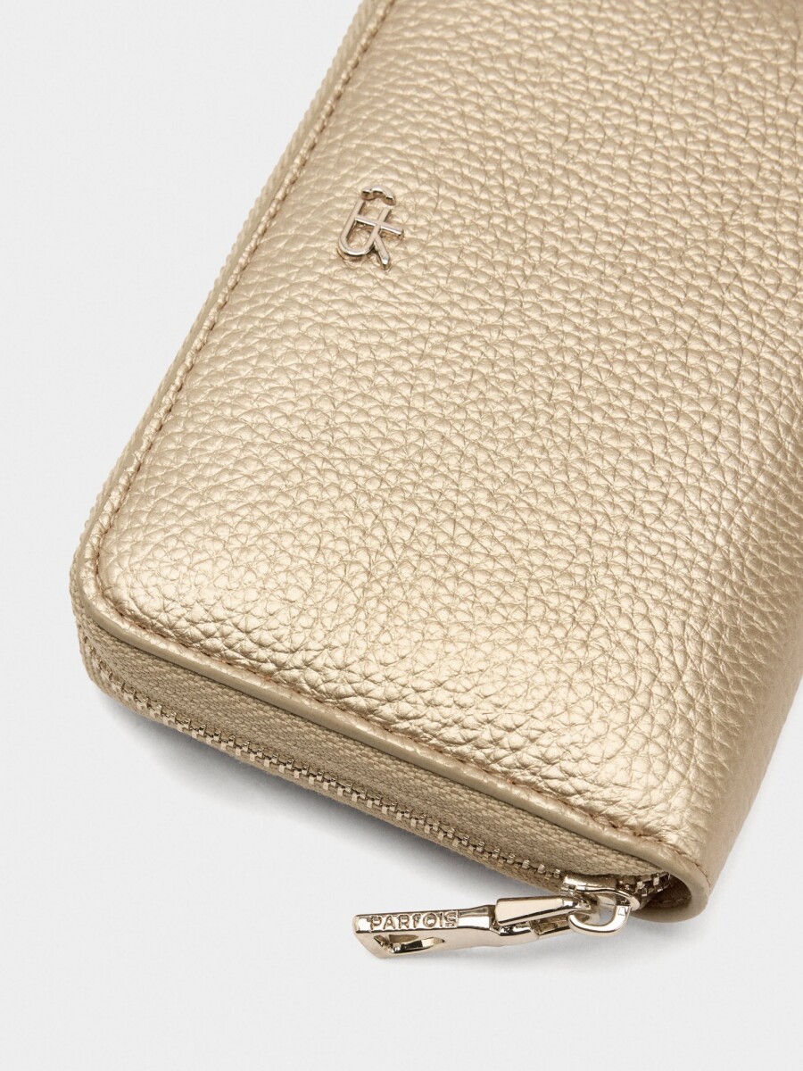 Cartera Con Textura Y Cierre De Cremallera dorado