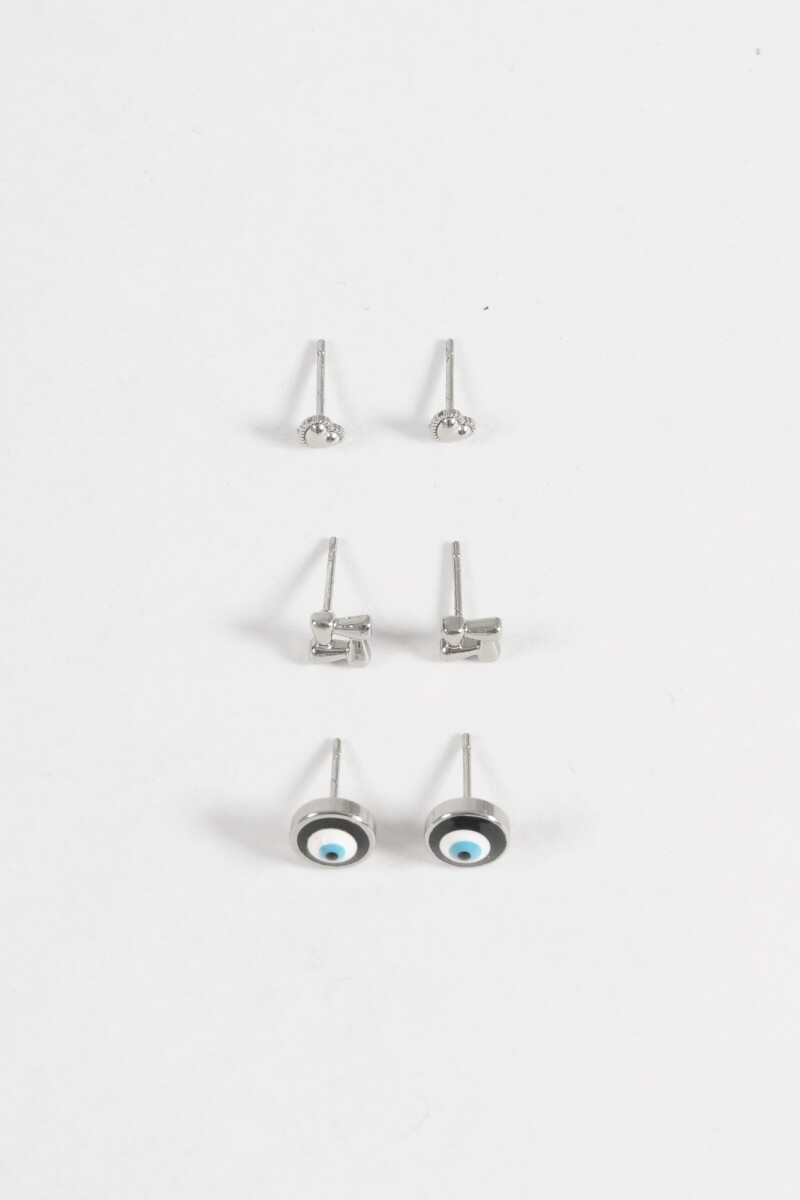 Set de caravanas pin acero plateado