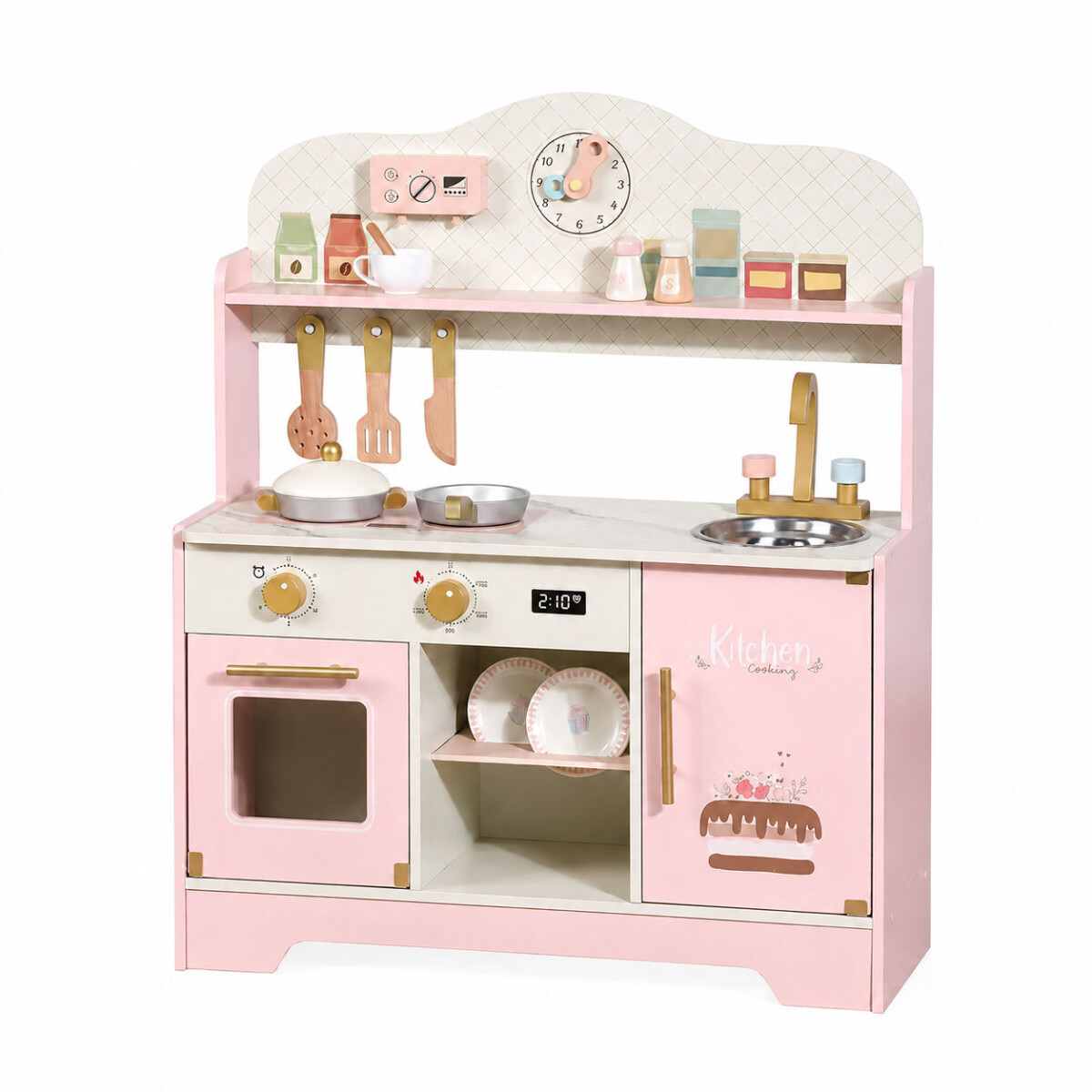 Cocina Infantil De Madera Accesorios Didáctica Duradera - Rosa 