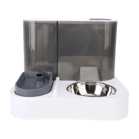 Dispensador De Agua/Comida 2en1 Para Mascotas Bowl de Acero Gris