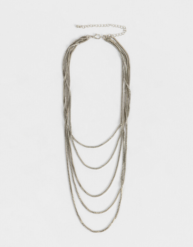 Collares Largos Multi Cadenas Collar Largo New Basics - Plateado