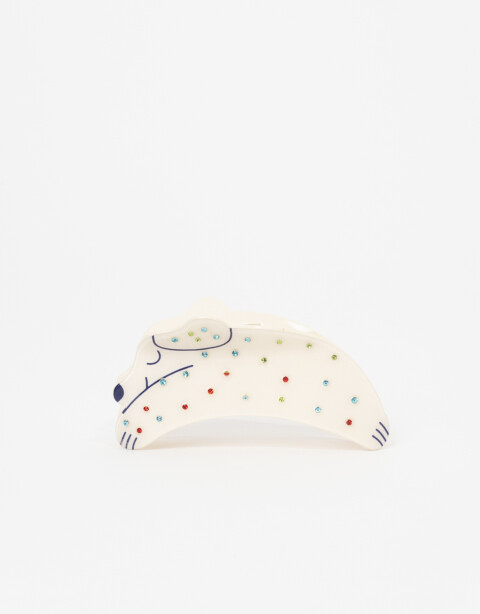 Broche Animales Broche Acrílico Perrito Con Strass - Blanco Crudo