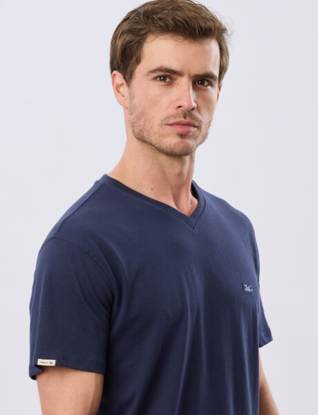 REMERA BÁSICA V DE ALGODÓN Azul