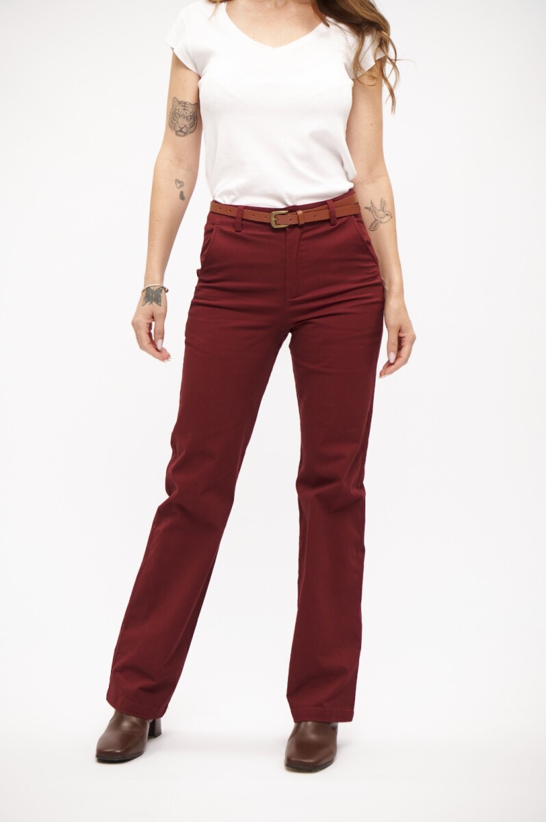 PANTALON WIDE ACTIVE - BORDO 