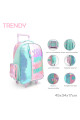 Mochila escolar amplia con ruedas combinada Aqua