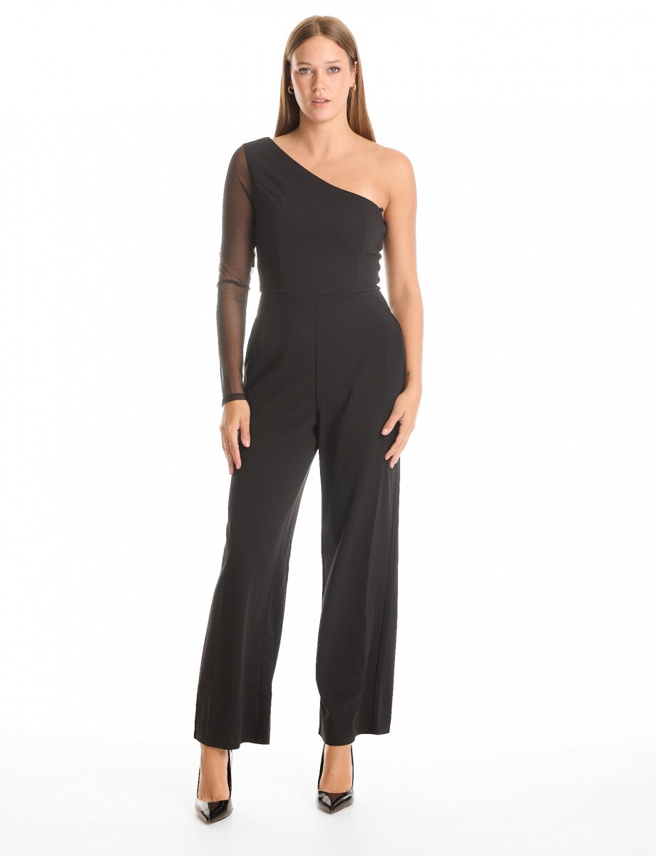 Enterito Crepe Premium & Manga Mesh - Negro 