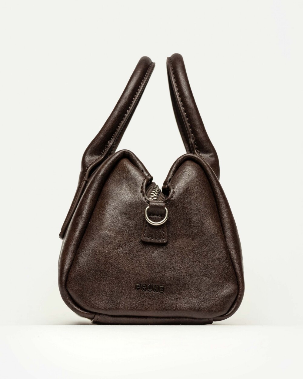 Cartera de mano Call en efecto cuero liso Marron