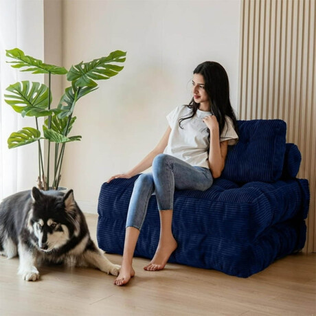 Sofá Sillón Cama Plegable Cloudnest + Almohada Living Azul