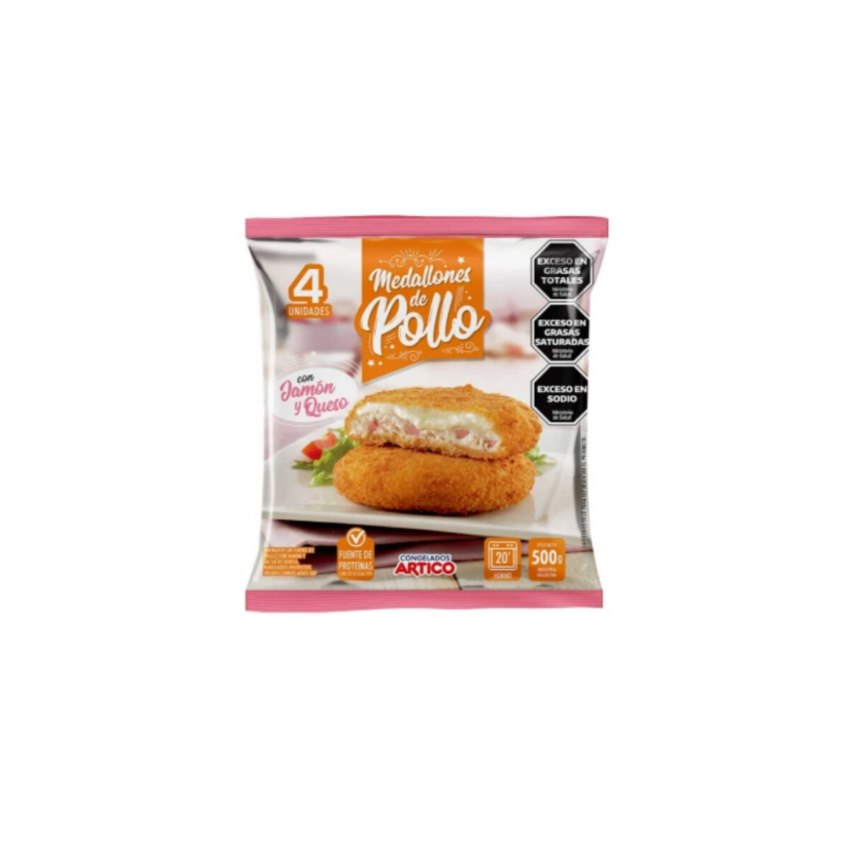 Medallones de pollo con Jamón y Queso - 500gs 