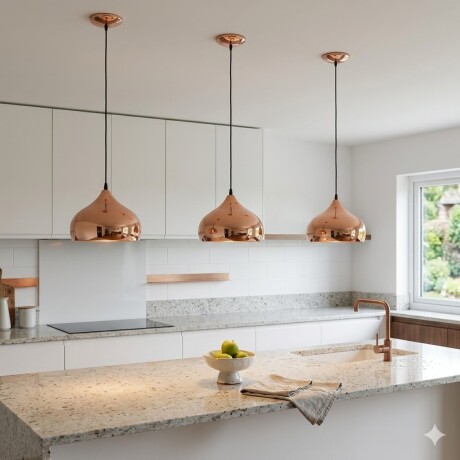 Colgante de aluminio símil cobre pantalla lisa 28cm E27 Colgante de aluminio símil cobre pantalla lisa 28cm E27