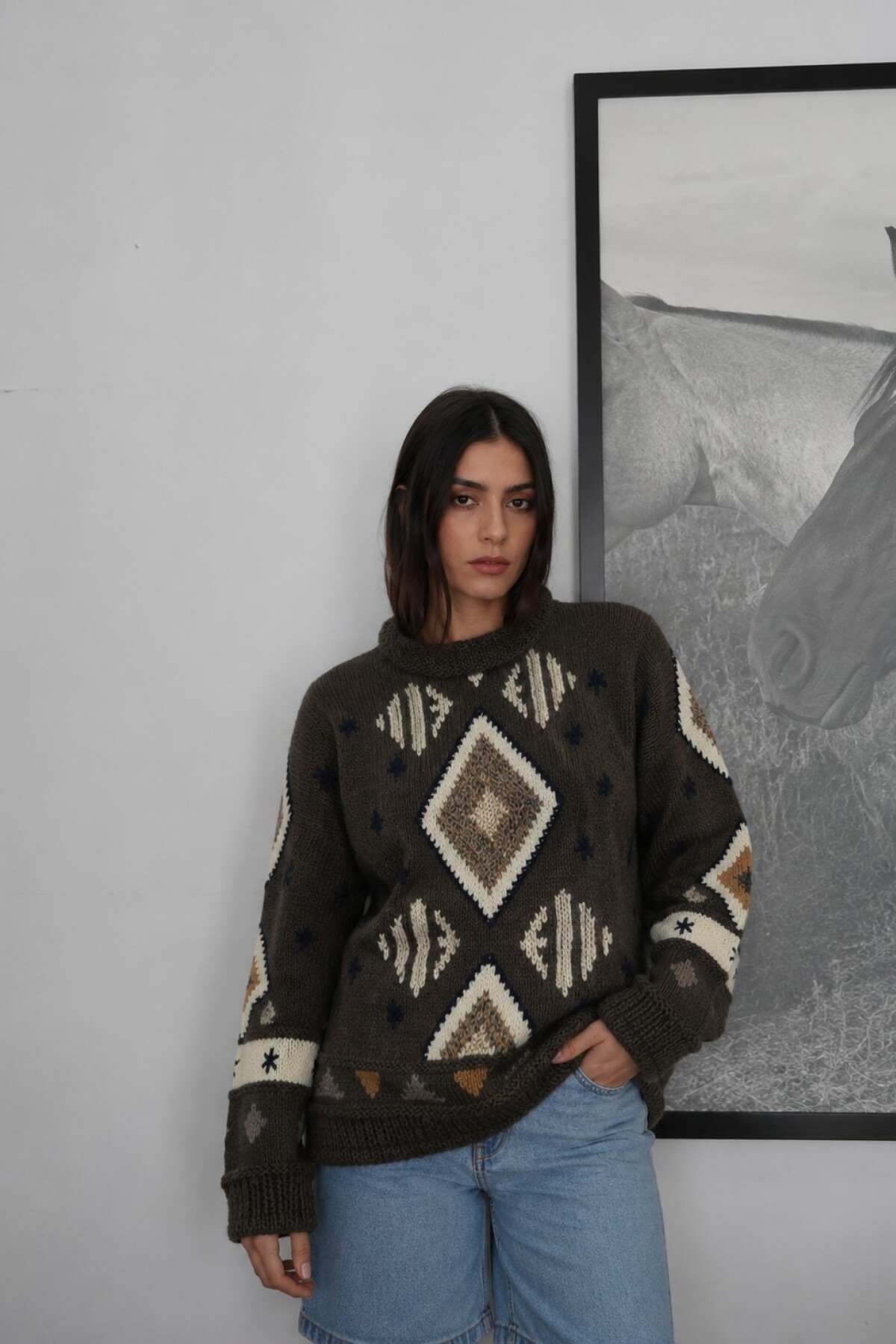 Sweater Gitano Lana Base Verde Seco