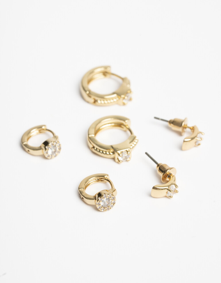 Aros Sets Cubic zirconia Set De Aros Con Cubic Zirconia - Dorado