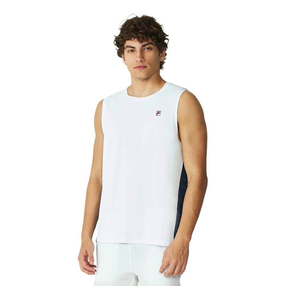 FILA Remera Grid Match para Hombre - Blanco/Marino Blanco-Marino