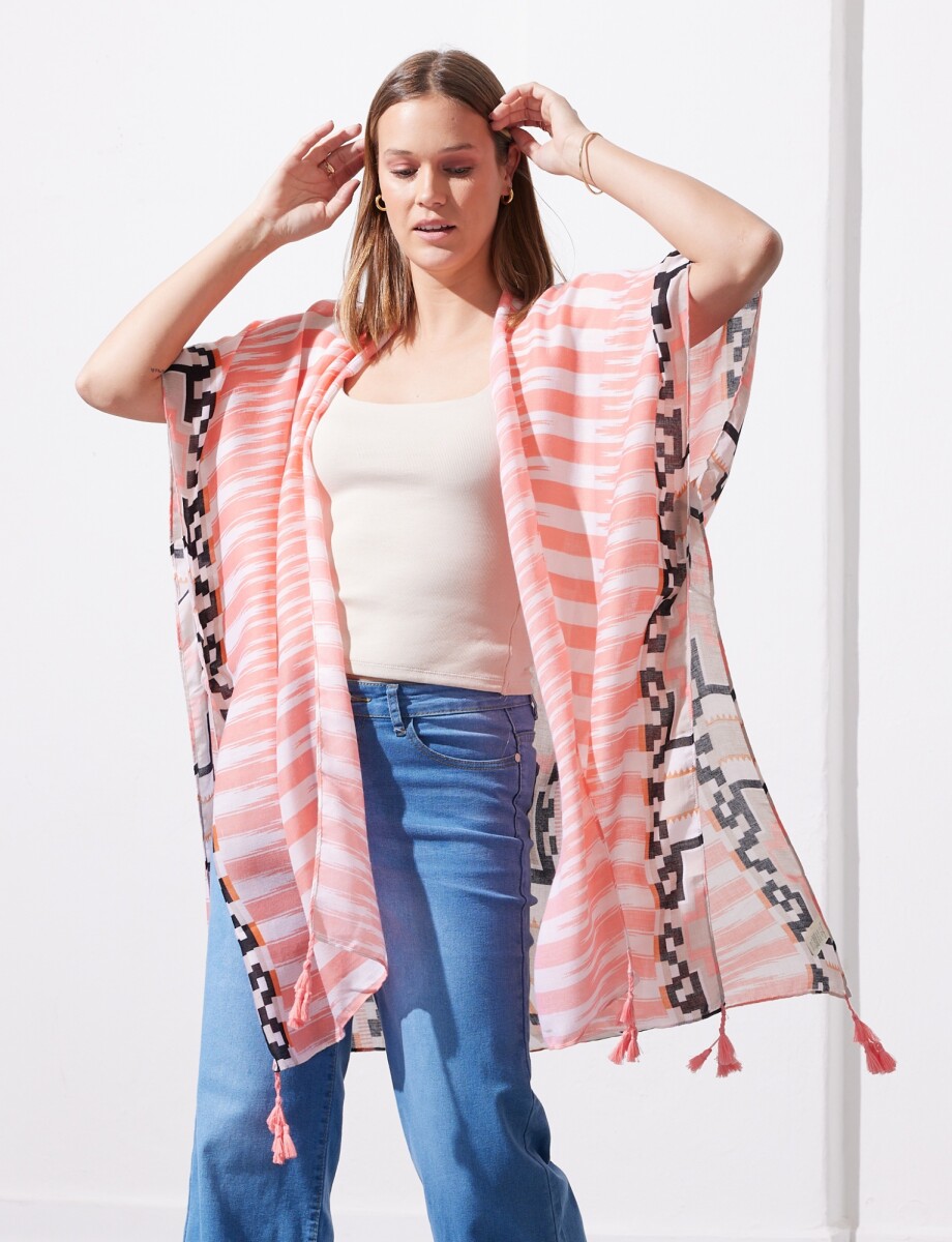 Kimono Printed - Coral/multi 