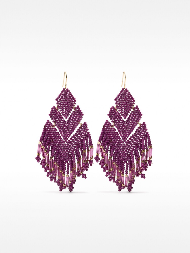 Pendientes Rombo Con Abalorios burdeos