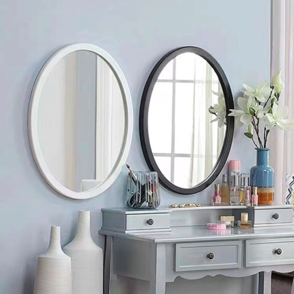 Espejos 40cm Redondo Con Marco Negro 